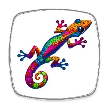 Gecko - Viereckiger Kühlschrankmagnet - Weiß - Vorne
