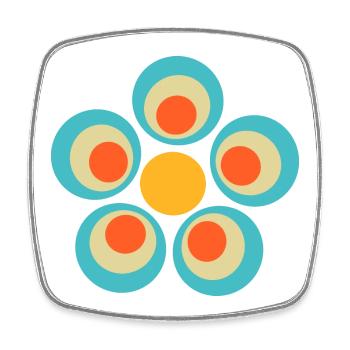 70s Flower Pattern - Square fridge magnet - white - Front