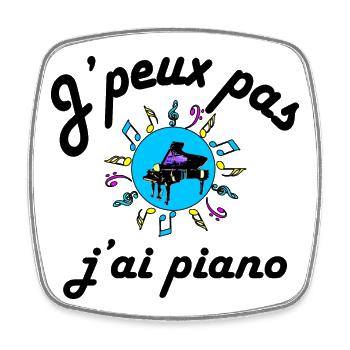 J'peux pas j'ai piano texte noir - Magnet carré - blanc - Devant