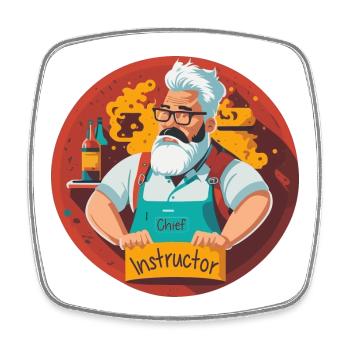 BBQ Main Instructor - Square fridge magnet - white - Front
