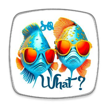 Poissons colorés avec des lunettes de soleil - Magnet carré - blanc - Devant