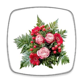 Delicate bouquet of roses in pink and red - Square fridge magnet - white - Front