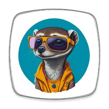 Cool Look Meerkat | Sonnenbrillen Erdmännchen - Viereckiger Kühlschrankmagnet - Weiß - Vorne