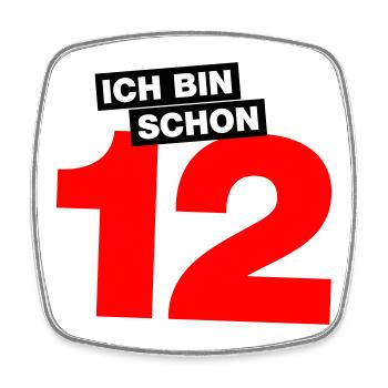 Ich bin schon 12 - Viereckiger Kühlschrankmagnet - Weiß - Vorne