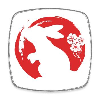 Bunny Silhouette Japonais - Magnet carré - blanc - Devant