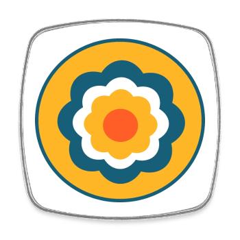 Fleur, Fleur Bleue, Floral, Coloré, Hippie, Rétro - Magnet carré - blanc - Devant