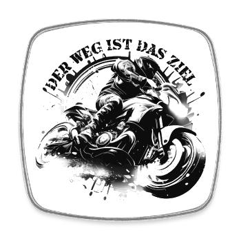 Der Weg ist das Ziel Motorrad Motorradfahrer Biker - Viereckiger Kühlschrankmagnet - Weiß - Vorne