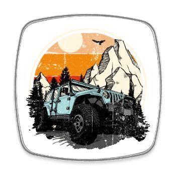 Sunset Trails Jeep in Pines - Viereckiger Kühlschrankmagnet - Weiß - Vorne