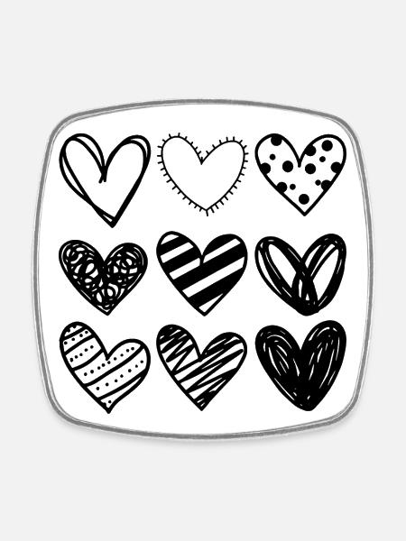 Nine Hearts - Square fridge magnet - white