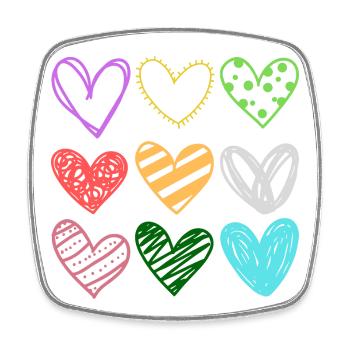Colorful Doodle Hearts Pattern - Square fridge magnet - white - Front