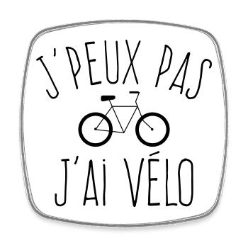 J'peux pas j'ai vélo - La vie sur 2 roues - Magnet carré - blanc - Devant