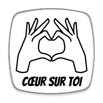 coeur sur toi, amoureux, amoureuse, coup de foudre - Magnet carré - blanc - Devant