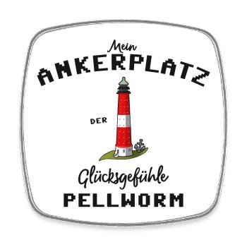 Pellworm, Ankerplatz Glücksgefühle, Leuchtturm - Viereckiger Kühlschrankmagnet - Weiß - Vorne