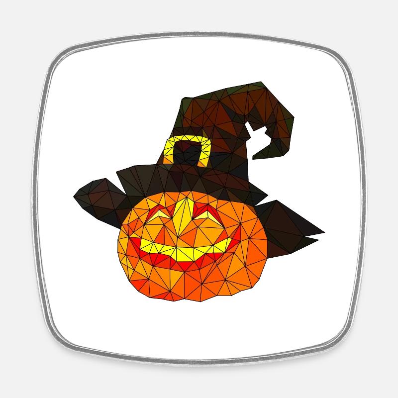 Polygonal Halloween Pumpkin Triangular Poly Art - Square fridge magnet - white