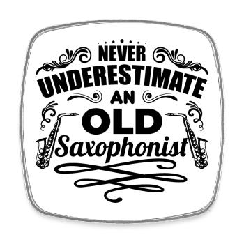 Saxophonist Grandfather - Square fridge magnet - white - Front