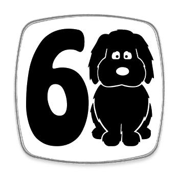 60 years (and) happy with a dog - Square fridge magnet - white - Front