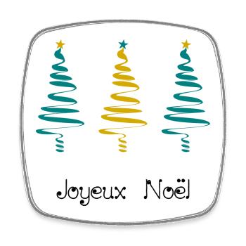 NOËL. JOYEUX NOËL. MERRY CHRISTMAS. NOUVEL AN - Magnet carré - blanc - Devant
