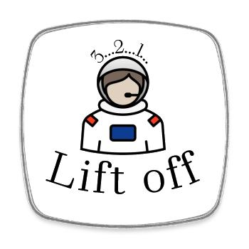 LIFT OFF - Viereckiger Kühlschrankmagnet - Weiß - Vorne