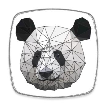 Polygonal Panda Bär Low Poly Kunst Dreieck Formen - Viereckiger Kühlschrankmagnet - Weiß - Vorne