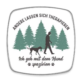 Mann mit Hund Gassi gehen Therapie Hundebesitzer - Viereckiger Kühlschrankmagnet - Weiß - Vorne