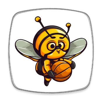 Basketball Biene - Viereckiger Kühlschrankmagnet - Weiß - Vorne