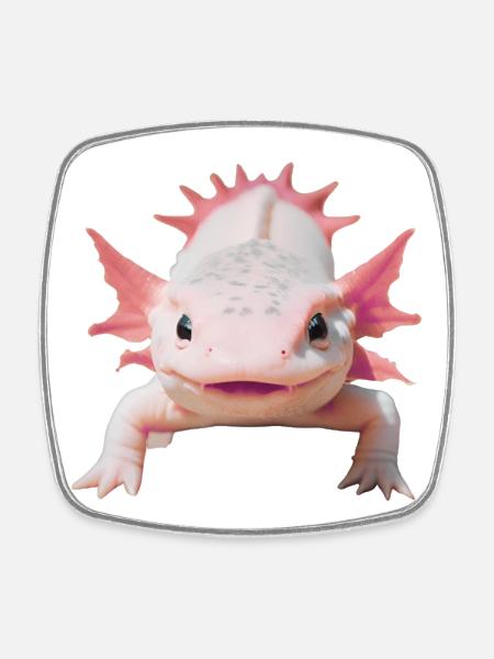 Happy Axolotl - Square fridge magnet - white
