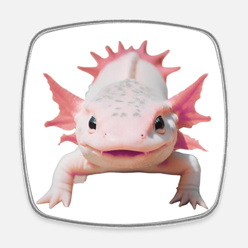 Joyeux Axolotl - Magnet carré - blanc