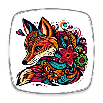 Fuchs - Viereckiger Kühlschrankmagnet - Weiß - Vorne
