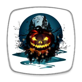citrouille d’Halloween foncée à Halloween et pleine lune - Magnet carré - blanc - Devant