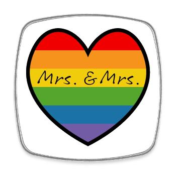 LGBT Mrs and Mrs HERZ black lesbische Hochzeit - Viereckiger Kühlschrankmagnet - Weiß - Vorne