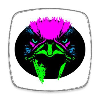 Angry Ostrich - Square fridge magnet - white - Front