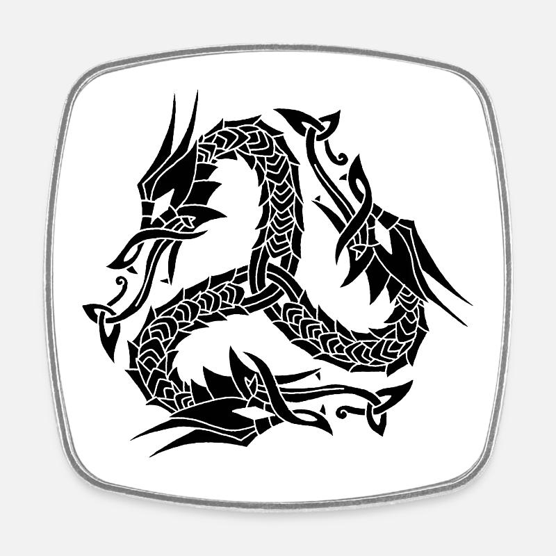 Hydre noire celte - Magnet carré - blanc