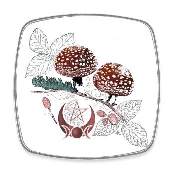 Toadstool Wicca Symbol Natural Magic Autumn - Square fridge magnet - white - Front