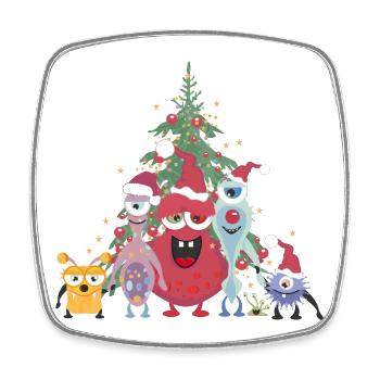 fröhliche bunte Monster Familie feiert Weihnachten - Viereckiger Kühlschrankmagnet - Weiß - Vorne