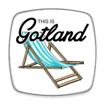 This is Gotland Beach Chair - Square fridge magnet - white - Front
