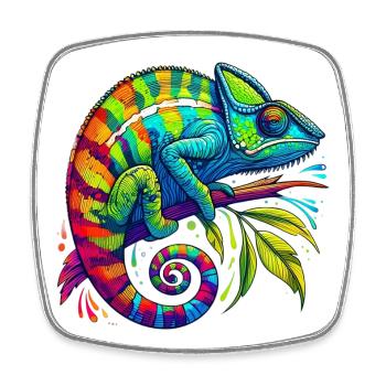 Chameleon - Square fridge magnet - white - Front
