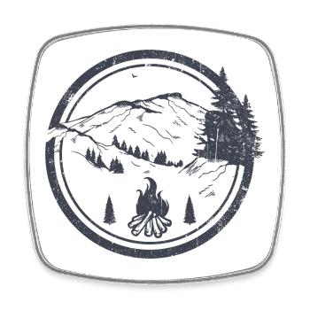 Campfire Ridge in mondbeschienenen Kiefern - Viereckiger Kühlschrankmagnet - Weiß - Vorne