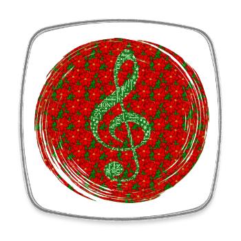 Joyeux Noël Mélodie festive fleurs rouges - Magnet carré - blanc - Devant
