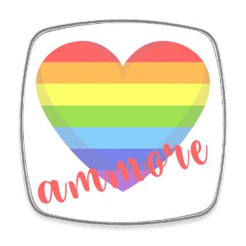 t shirt Napoli ammore gay lgbt heart gay pride - Square fridge magnet - white - Front