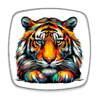Tiger - Square fridge magnet - white - Front
