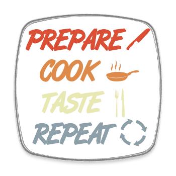 Prepare Cook Taste Repeat - Viereckiger Kühlschrankmagnet - Weiß - Vorne