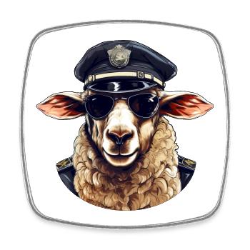 Sheep Policewoman - Square fridge magnet - white - Front