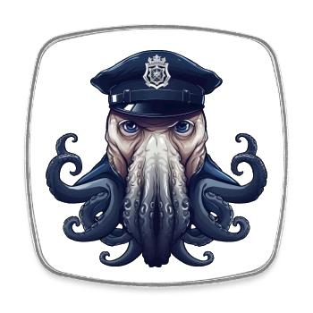 Police des calamars - Magnet carré - blanc - Devant