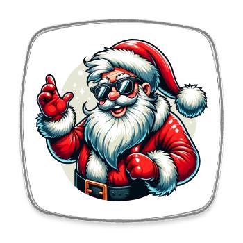 Santa Claus with Sunglasses Xmas Costume - Square fridge magnet - white - Front