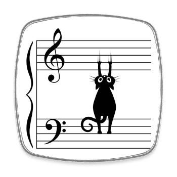 Black Cat Note Musik Humor Notenblatt T-Shirt - Viereckiger Kühlschrankmagnet - Weiß - Vorne