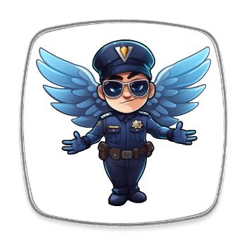 Ange policier - Magnet carré - blanc - Devant
