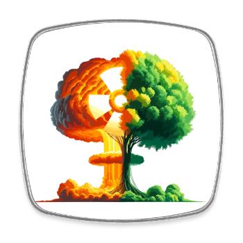 Arbre de la Vie et Explosion Nucléaire - Magnet carré - blanc - Devant