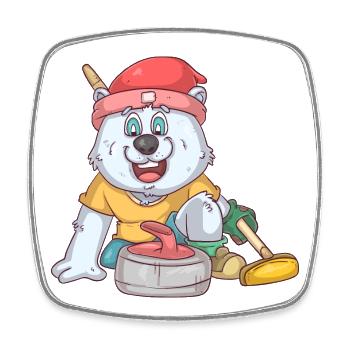Curling Polar Bear - Square fridge magnet - white - Front