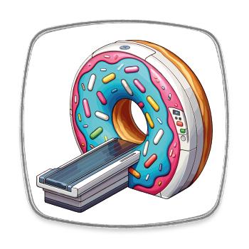 Manip Radio-Scanner MRT-Radiologie Donut der Wahrheit - Viereckiger Kühlschrankmagnet - Weiß - Vorne