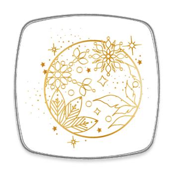 zauberhaftes goldenes Weihnachtskugel Ornament - Viereckiger Kühlschrankmagnet - Weiß - Vorne